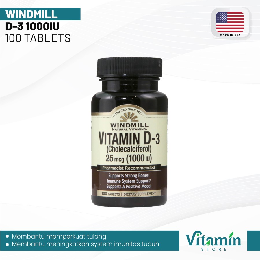 Jual Windmill Vit D3 1000 IU 25mcg 100 Tablet Shopee Indonesia