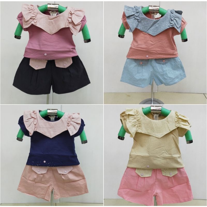 Set Kaos+Celana Katun Import Anak Perempuan V