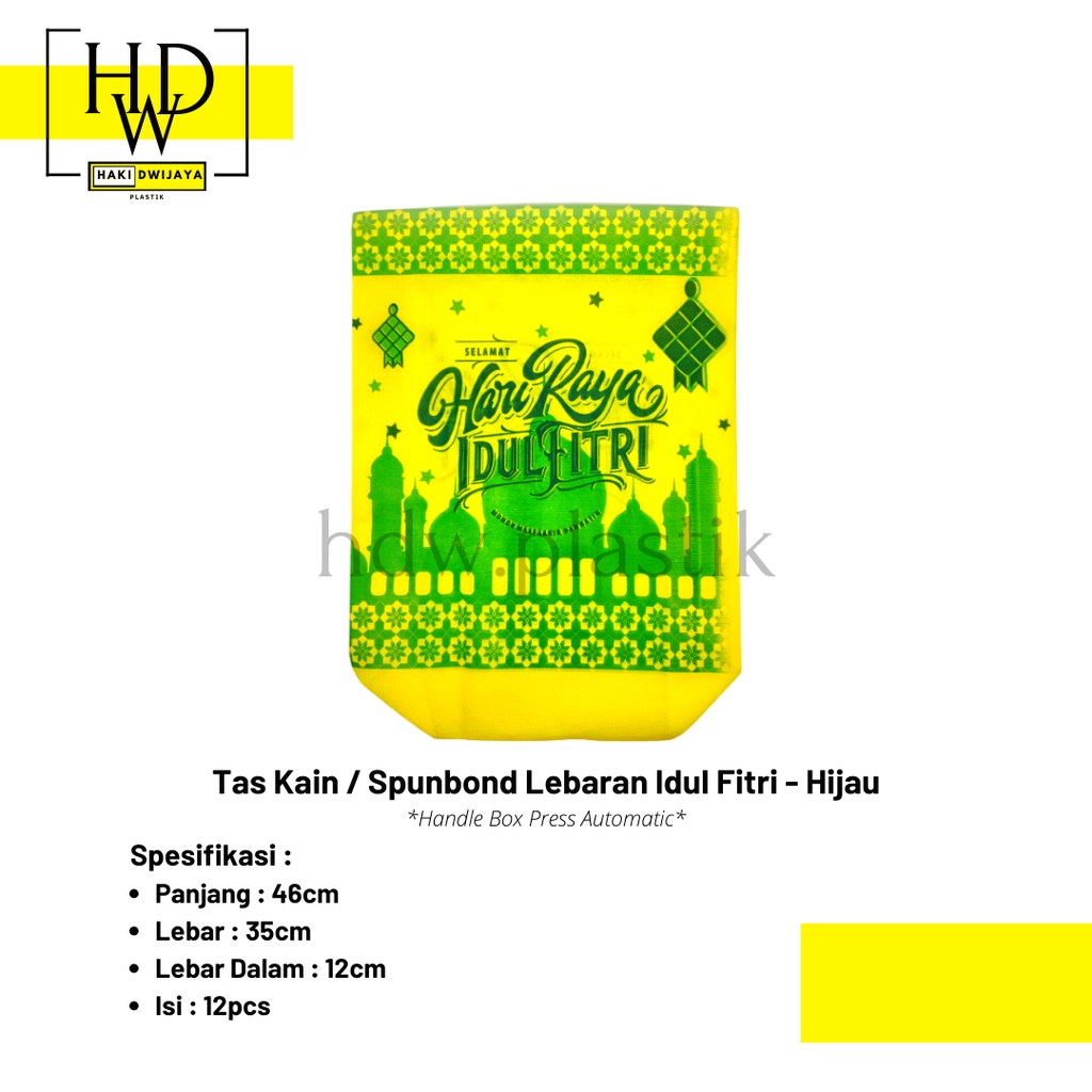 

[Isi 12Pcs] HLBOX Tas Kain Spunbond Idul Fitri 35x46x12cm - Kuning