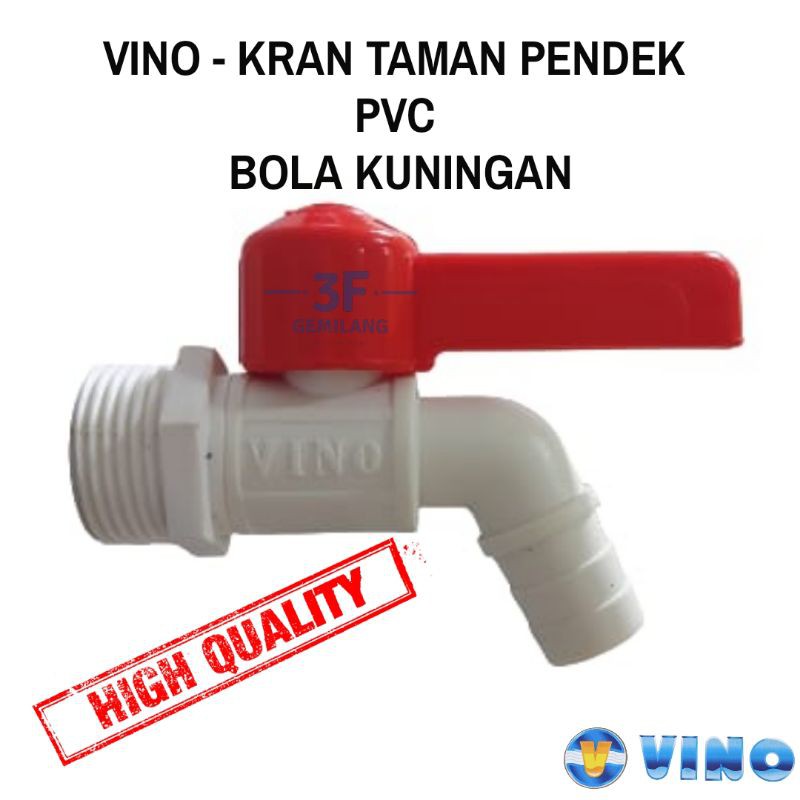 VINO - KRAN TAMAN PENDEK PVC BOLA BRASS UKURAN 3/4 INCH HIGH QUALITY