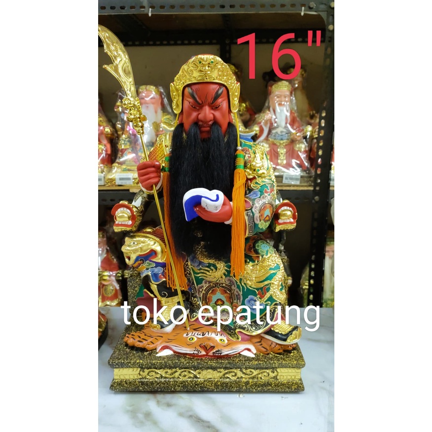 patung kwan kung / kwan te / kwan kong - kayu taiwan - 16 inch