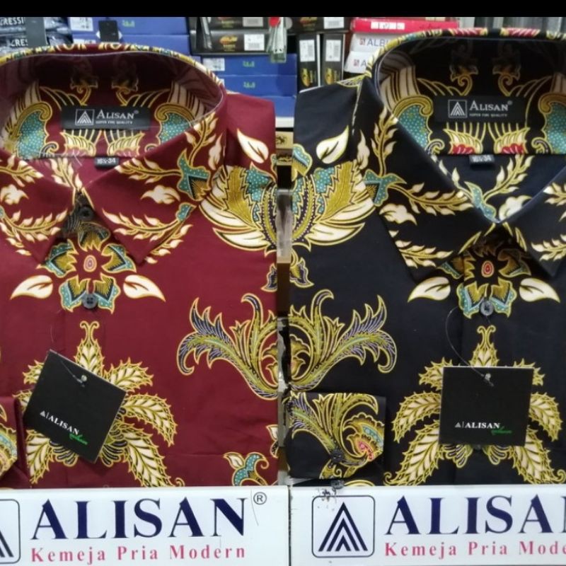 kemeja batik alisan lengan panjang size 14.5 -- 16