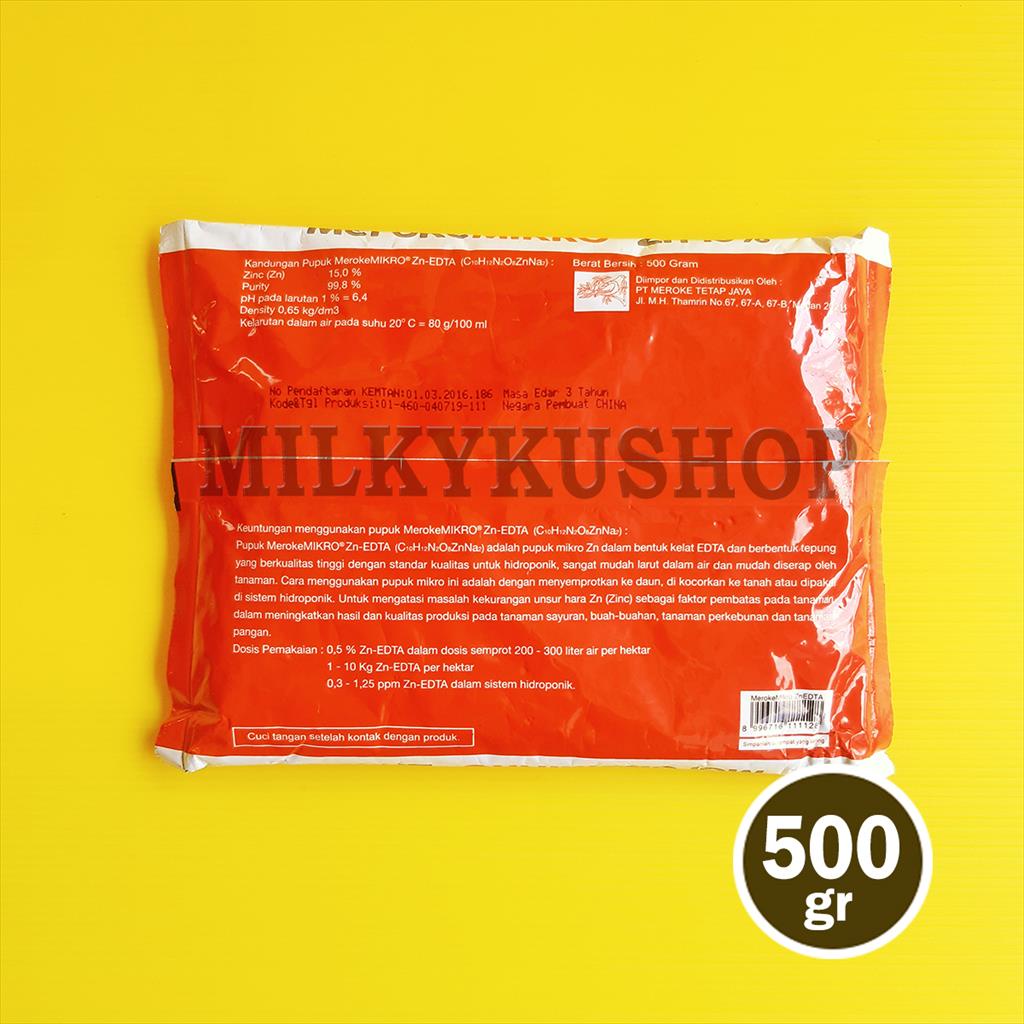 PUPUK MEROKE MIKRO ZN 15% EDTA 500 GRAM KEMASAN PABRIK HIDROPONIK