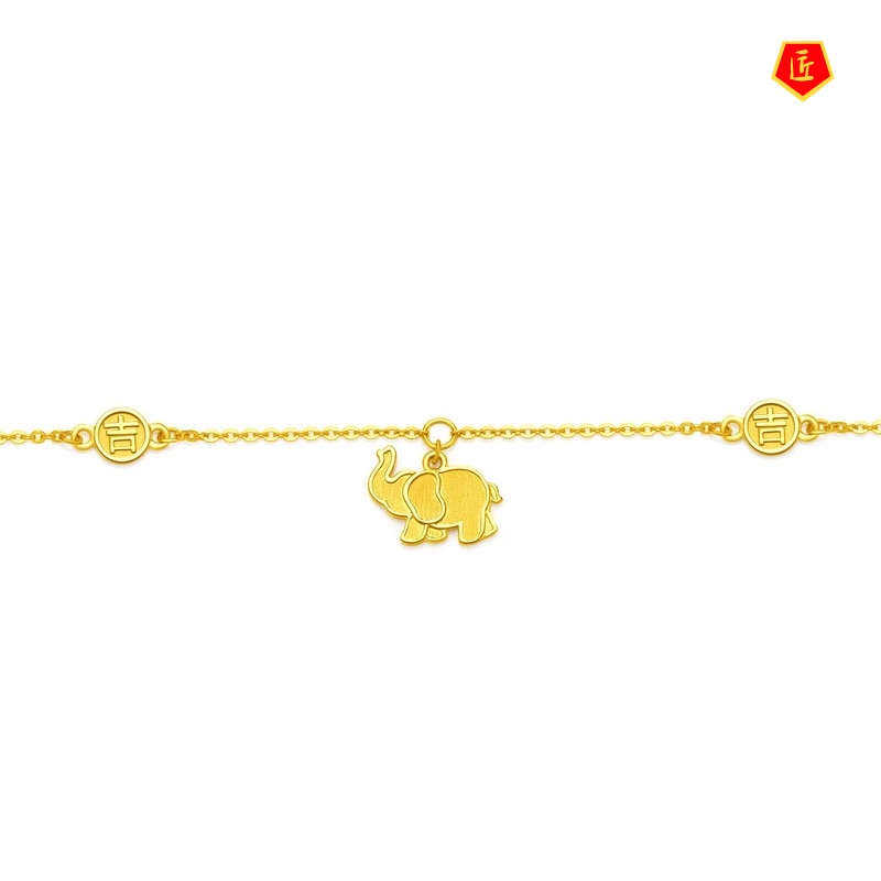 [Ready Stock]Gold Elephant Shape Auspicious Bracelet Fashion