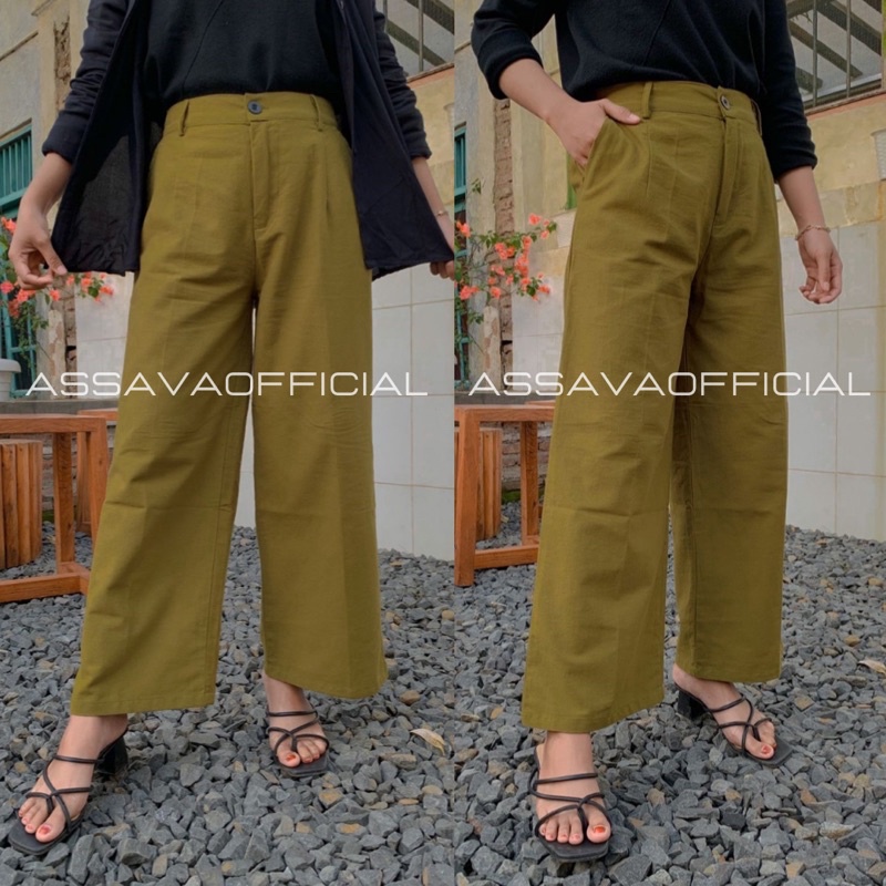 YUKA SLIM CULLOTE - KULOT LINEN HIGHWAIST - LEA PANTS CELANA KULOT LINEN HIGHWAIST PREMIUM - CELANA PANJANG WANITA - CELANA KULOT