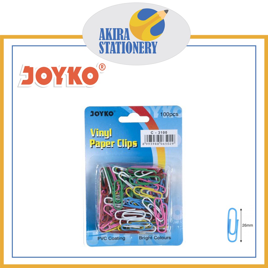 

Vinyl Paper Clips JOYKO C 3100 Warna / Klip Dokumen C-3100 / Penjepit Kertas 1 PAD ( 100 Pcs )