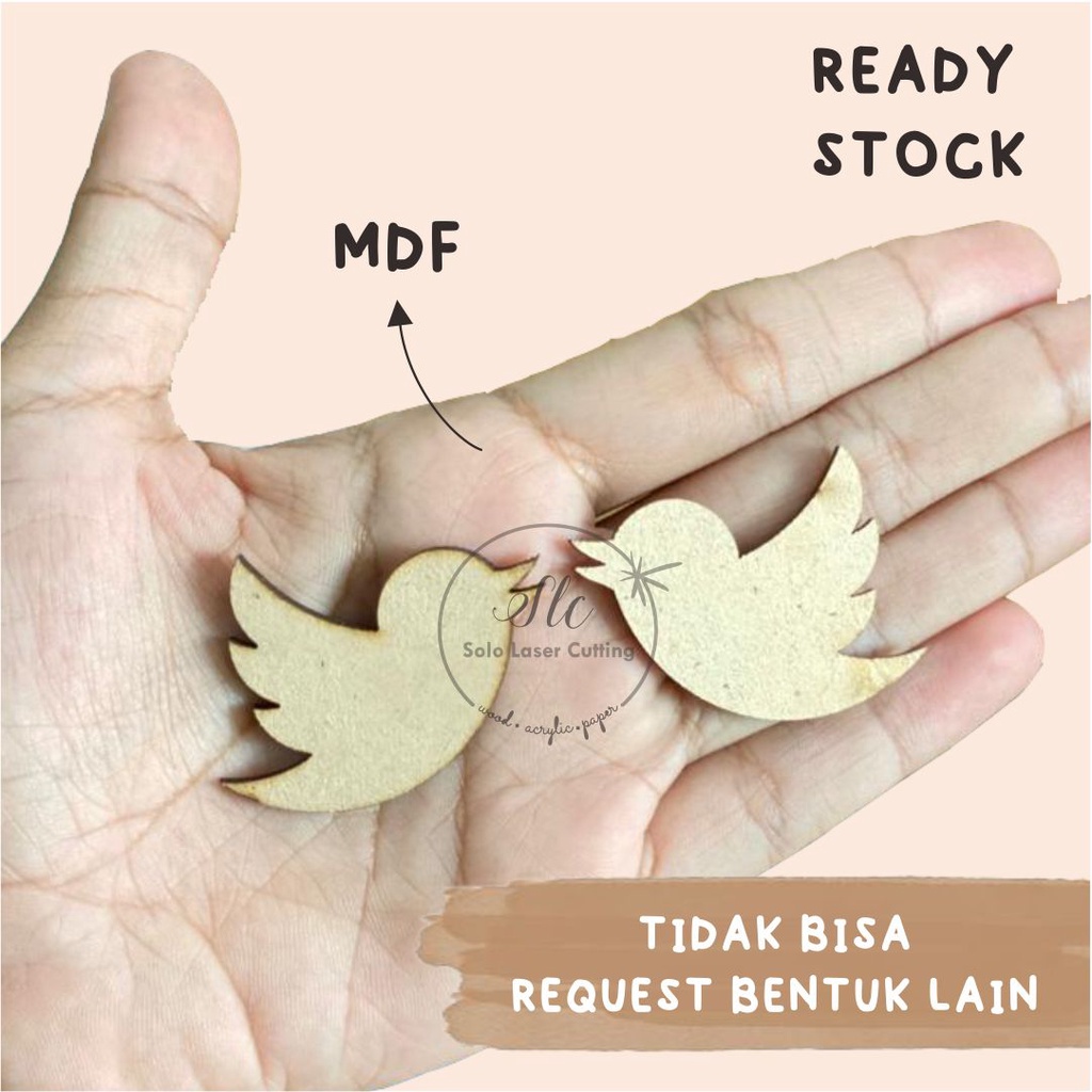 Burung Couple Mini Kayu WOODEN BIRD CUTE LUCU MINIATUR BURUNG SEPASANG Chipboard harga satuan HIASAN