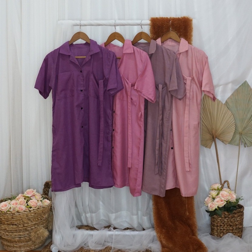 TUNIK POLOS WARNA ELEGAN TUNIK SUPERNOVA TALI PINGGANG TS008/TUNIK MURAH MODEL SIMPLE