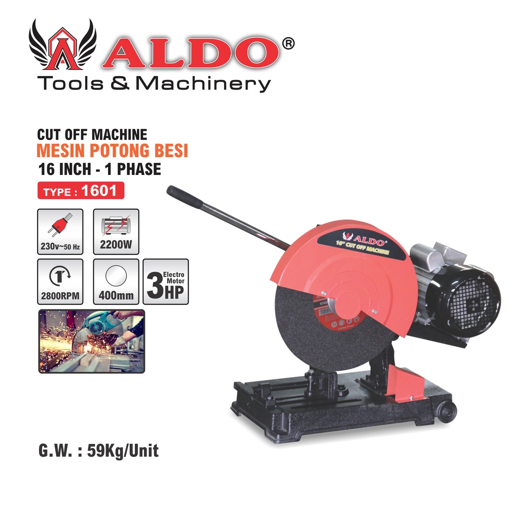 Mesin Pemotong Besi / Mesin Cut Off 16 Inch 1 Phase Type 1601 ALDO