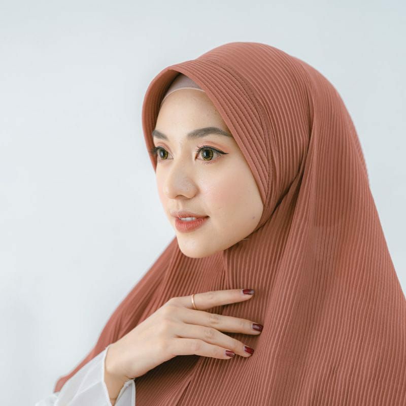 Hijab Bergo Full Plisket Spandek Jersey/Hijab Bergo Oval Plisket