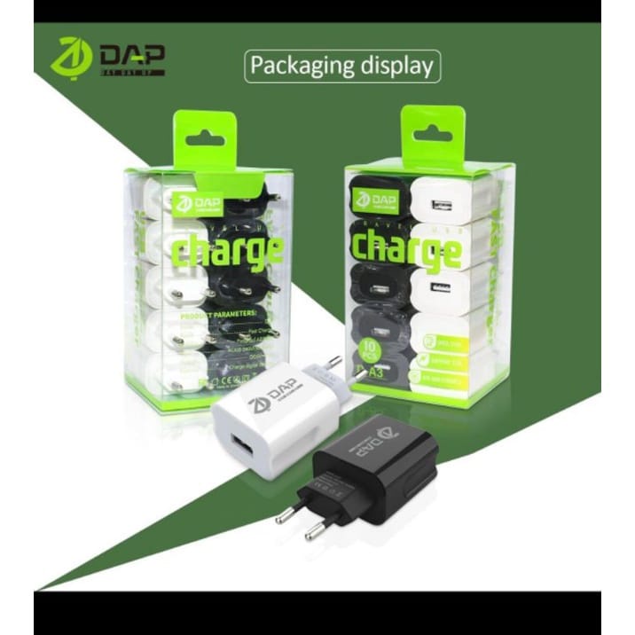 Batok Charger DAP D-A3 1USB 2.1A PERPCS Kepala Charger DAP D-A3 1USB Kepala Casan DAP D-A3 1USB 2.1A PERPCS ORIGINAL