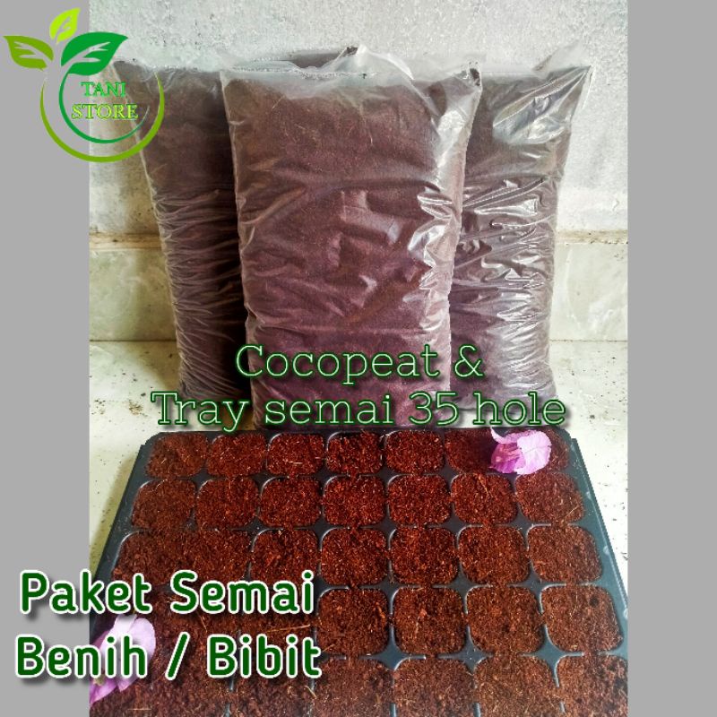 (Praktis) Paket Semai Bibit/benih_Pottray/tray semai + Cocopeat ±700 gram