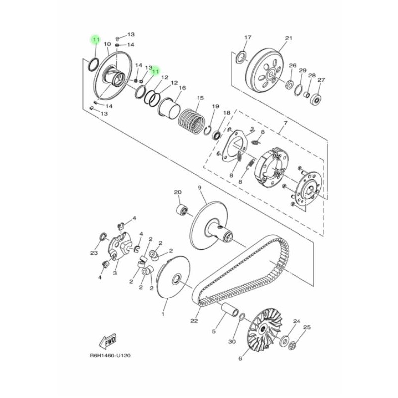 SEAL SIL PULLY PULI NMAX AEROX 155 LEXI ASLI ORI YAMAHA 2DP E7465 00