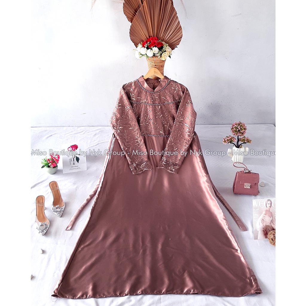 Dress Tiara Mix Velvet Real Pict - Gamis Cantik Wanita Muslimah - Dress Brukat Modern Ready Banyak Warna - Maxi Kondangan Seragam Premium - Gamis Maxi Terbaru dan Termurah
