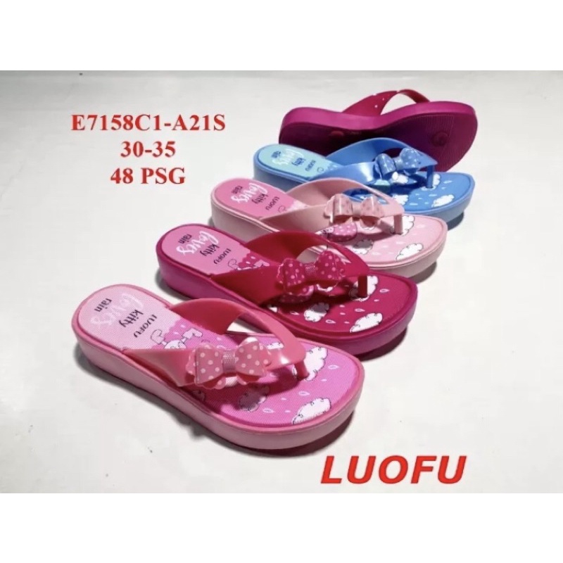 [COD]Sandal Jepit Karet Anak Wanita Merek:Luofu Sz:30-35