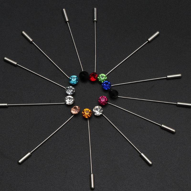 SIY  12Pcs Women Brooch Pins Colorful Crystal Hijab Scarf Pearls Safety Pins Sweater Shawl Clips Brooches Fashion Jewelry