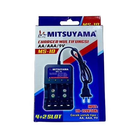 Barangunik2021-Alat Cas Charger Baterai AA AAA 9V 4+2Slot Mitsuyama MS-10 A2 A3 9V