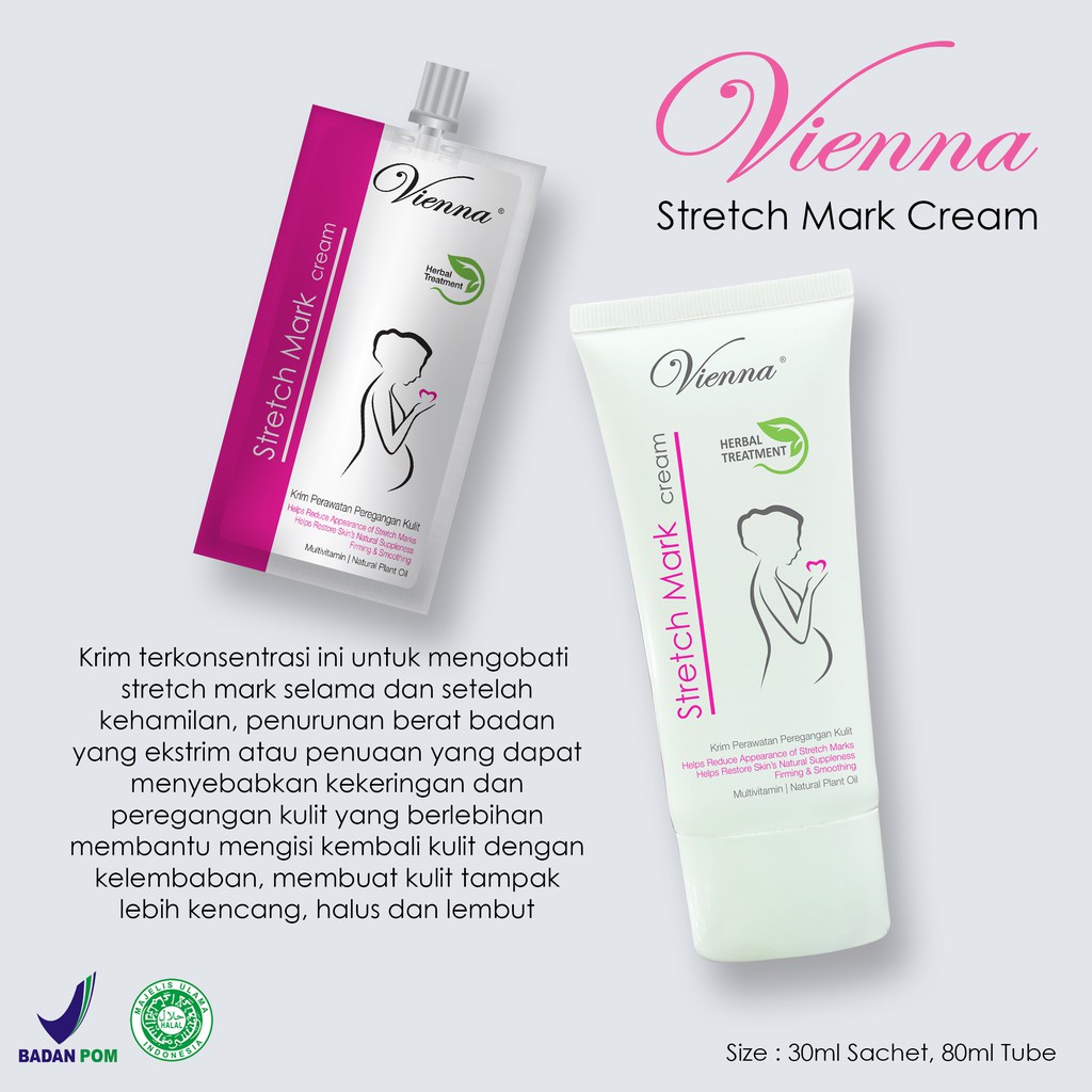 PENGHILANG STRECHMARK AMPUH PERMANEN BPOM VIENNA STRETCHMARK STRETCH MARK CREAM KRIM OBAT SALEP VIENA