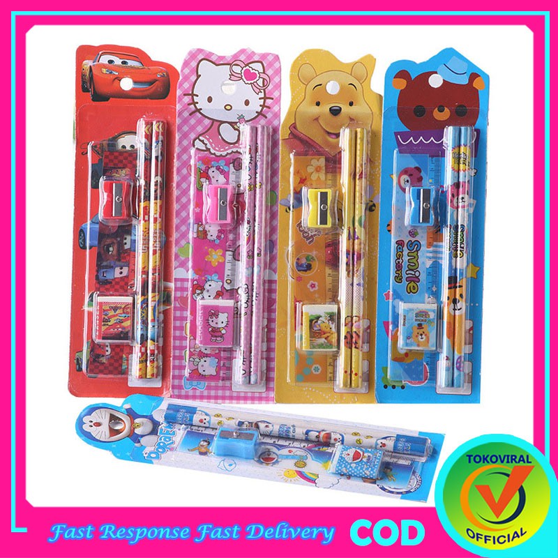 

Stasionary Set 5 In 1 / Alat Tulis 1 Set / Alat Tulis Lengkap / Alat Tulis Satu Set / Pensil Penggaris Penghapus / TM-1
