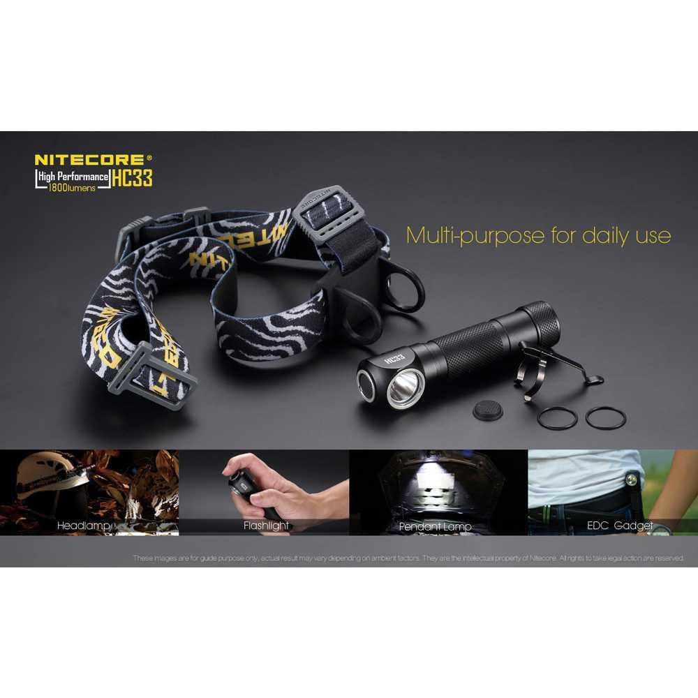 NITECORE HC33 Headlamp Senter LED CREE XHP35 HD 1800 Lumens [Hitam]