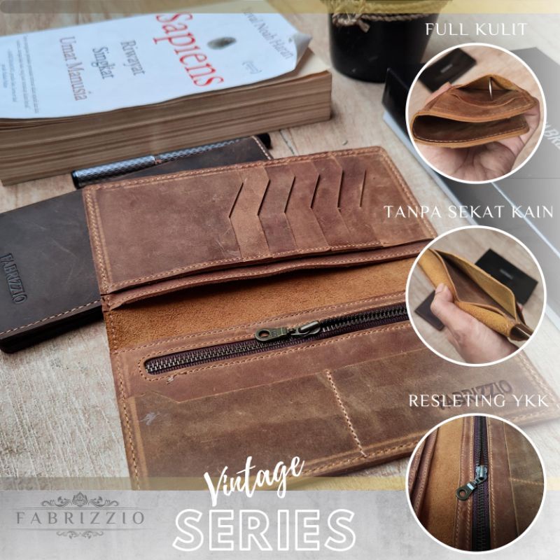 dompet panjang fabrizzio thin wallet tipis kulit asli luar dalam