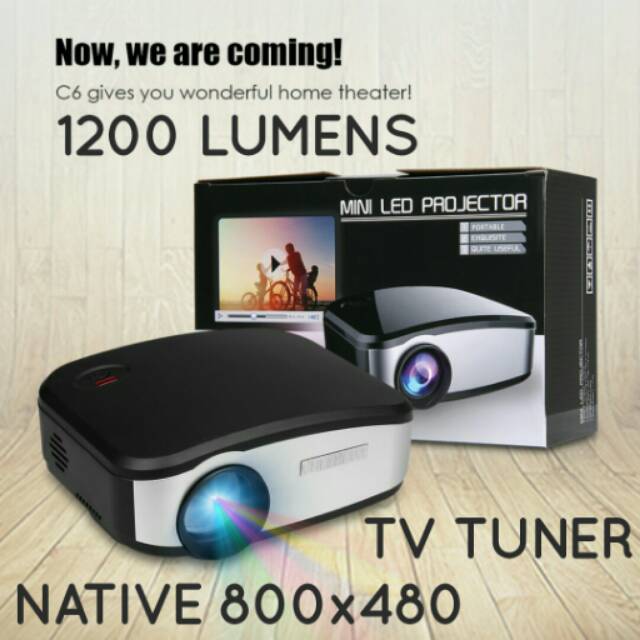 CHEERLUX C6 MINI PROYEKTOR PROJECTOR PORTABLE LED LCD 1200 LUMENS + TV TUNER