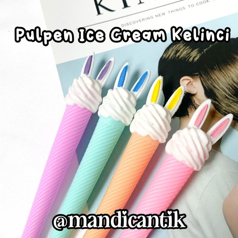 

Pulpen Ice Cream Kelinci Bunny Pena Pen Lucu kado unik Warna Pastel READY STOCK