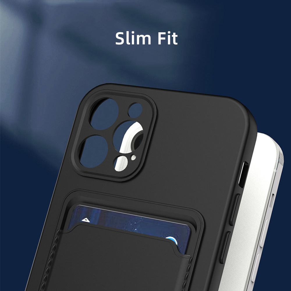 Soft Case Silikon Shockproof Ultra Tipis Dengan Slot Kartu Untuk iPhone 13 13 13 Pro 13 mini