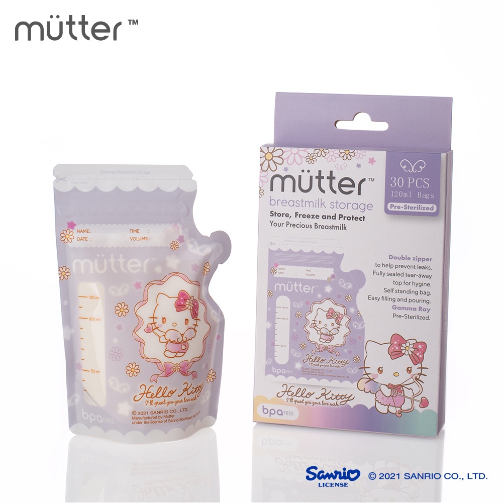 Makassar - MUTTER Sanrio Kantong Asi 120ml isi 30 Kantong Susu ASIP Hello Kitty