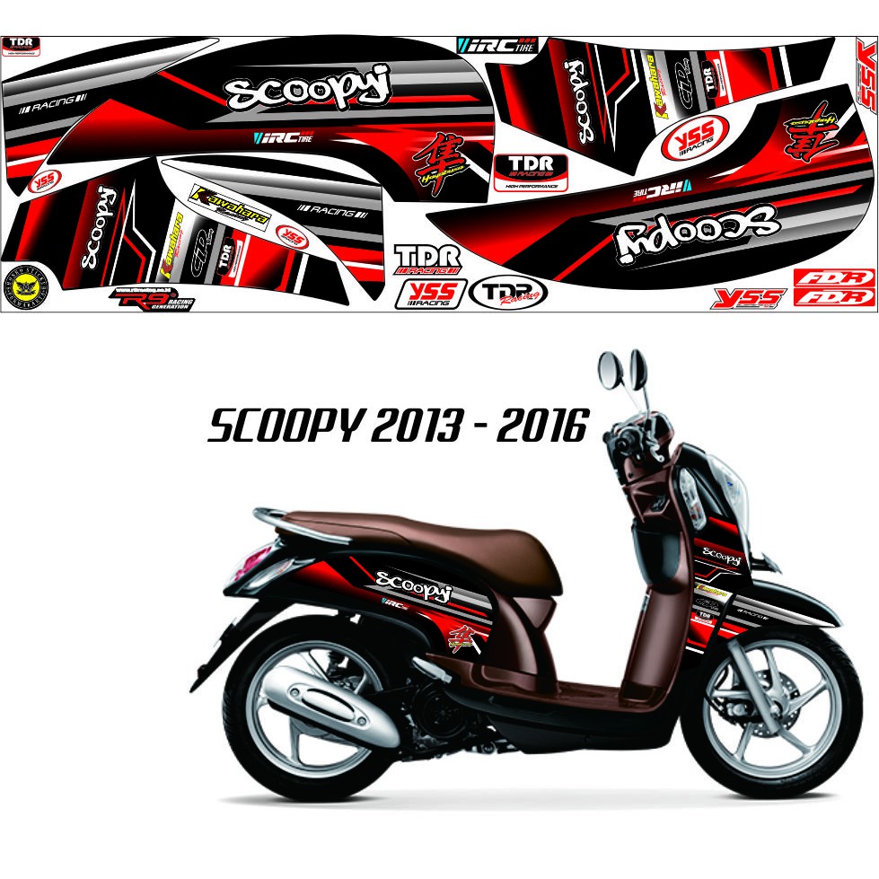 STICKER VARIASI SCOOPY FI RACING SIMPLE SCOOPY SPORTI MATIC SCOOPY FI 2013-2016 STRIPING