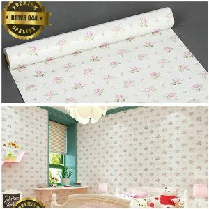Baru  Walpaper Sticker Dinding Putih Bunga Mawar Pink Populer