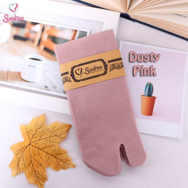 Kaos Kaki Wanita Jempol Dewasa Panjang Warna Polos Muslimah Sashee Original Sepasang All Size-Dusty Pink