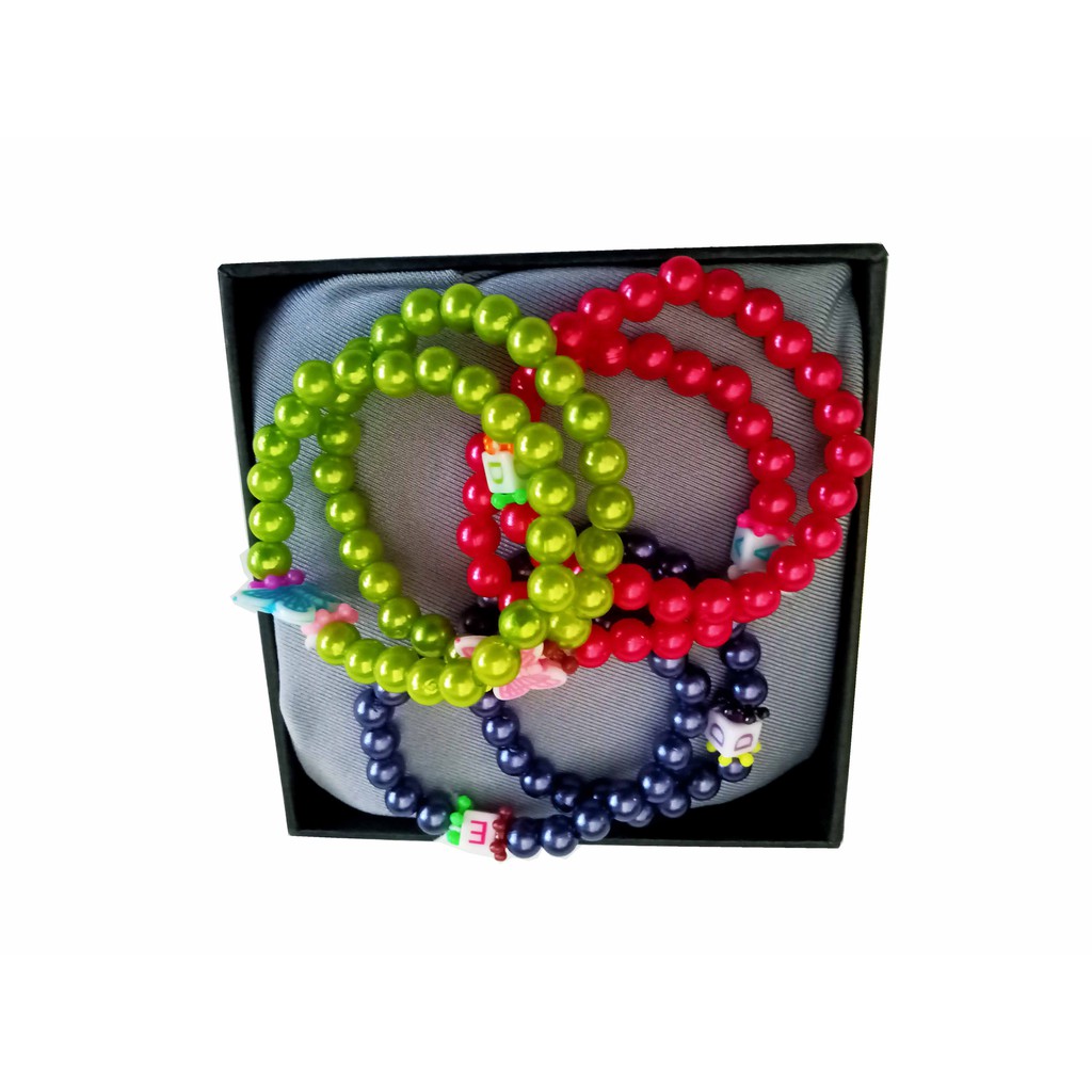 6 pcs Gelang Anak seri Mutiara Sintetis Multiwarna