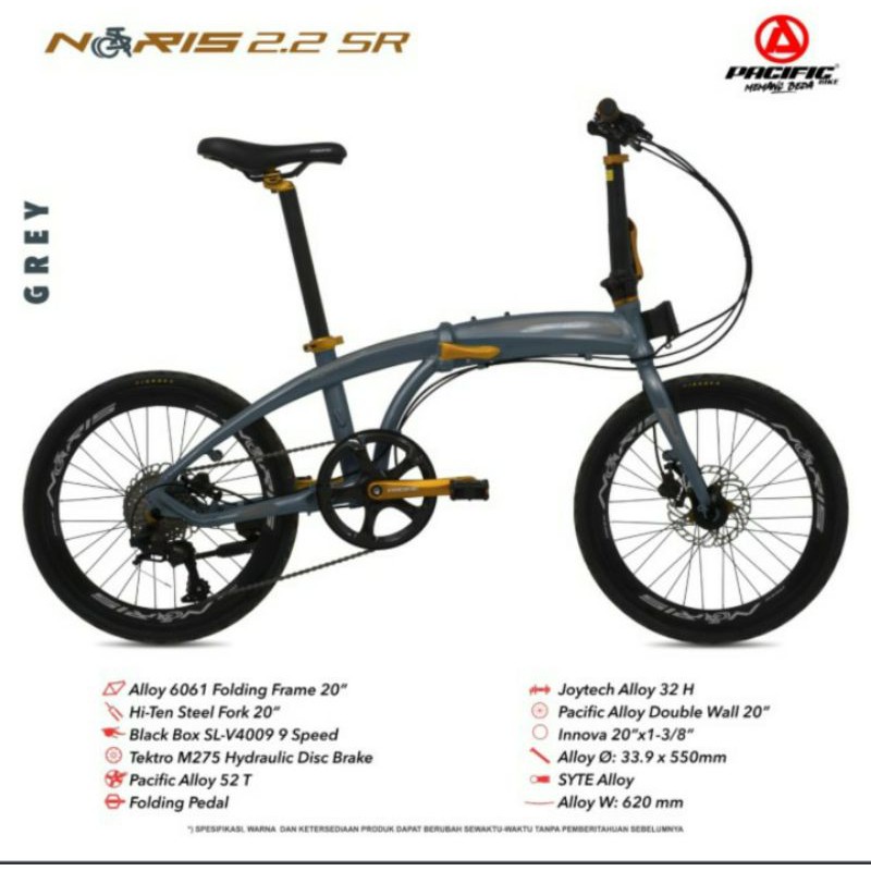 Pacific noris 2.2 SR sepeda lipat aloy hidrolik