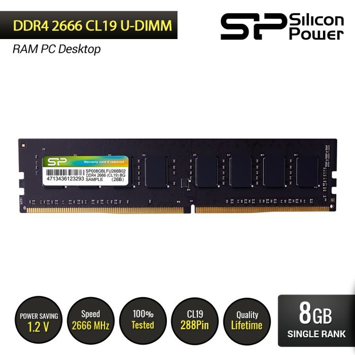 Ram Silicon Power DDR4 4GB-16GB 2666MHz UDIMM - Silicon Power Longdimm 4GB/8GB/16GB 2666Mhz