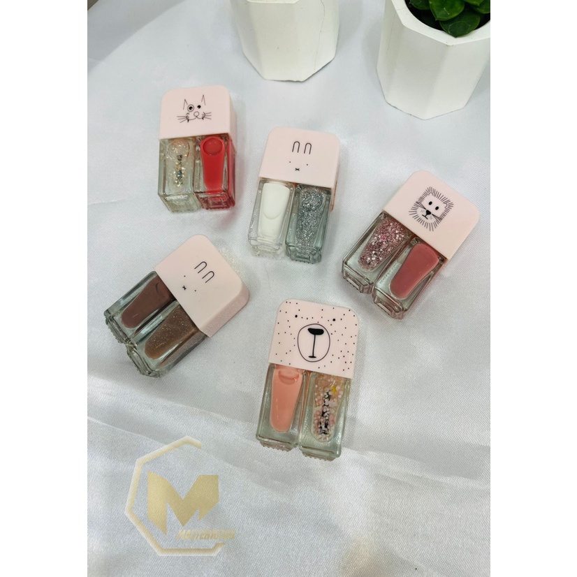 2IN1 kutek cat kuku Korea Lucu 2 Warna Gel Nail polish MA2797