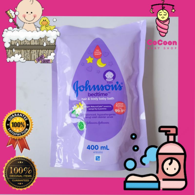 Johnsons Johnson Bedtime Bed Time Hair &amp; Body Baby Bath Refill 400ml / Sabun Bayi