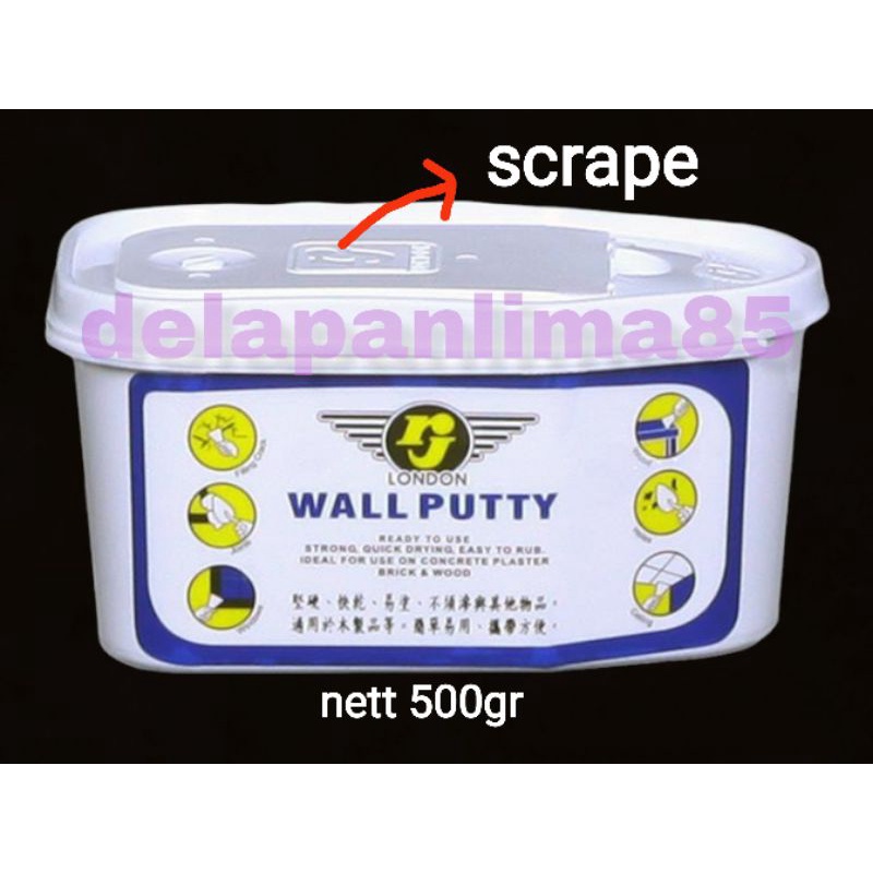 Dempul Tembok Wall Putty  Rj/kemasan 500 gram/plamir/plamur/flamur/flamir/dempul