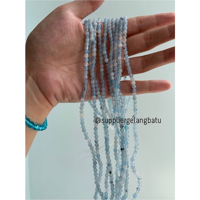 4mm white blue agate grade natural aksesoris korea gelang kalung batu