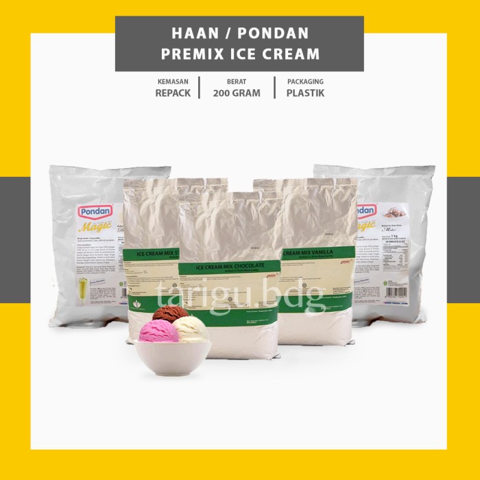 

MURAH PREMIX ICE CREAM HAAN PONDAN 200GR - PREMIKS ES KRIM TEPUNG ES KRIM - DURIAN ICE