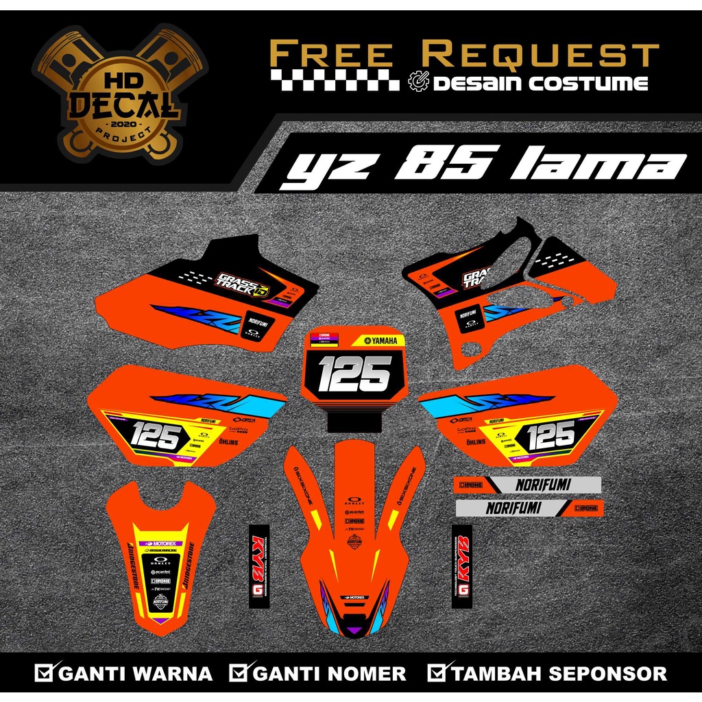 DECAL STIKER YAMAHA YZ 85 LAMA /YZ OLD COSTUME DESIGN