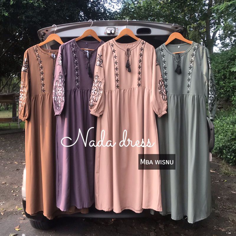 GAMIS POLOS AKSEN BORDIR LENGAN NADA DRESS BY MBA WISNU