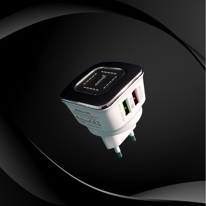 Charger【AROVER】Dual USB 4.2A 18W Fast Charger + Display Led Automatis / FREE KABEL DATA - R15