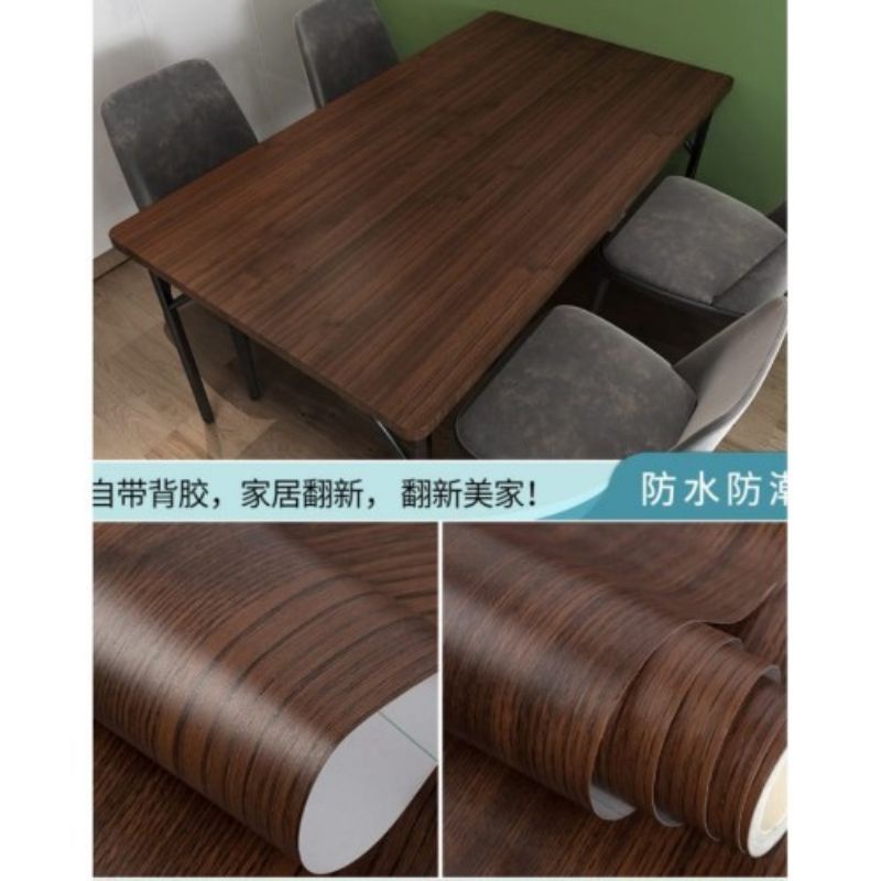 Wallpaper Stiker Dekorasi Furniture Meja & Lemari Warna Kayu Serat Putih Polos Bisa COD