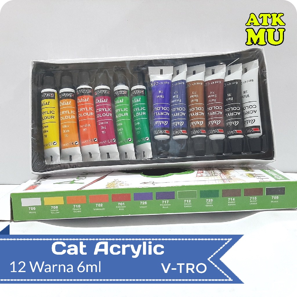 

Cat Acrylic 12 Warna 6ml V-TRO