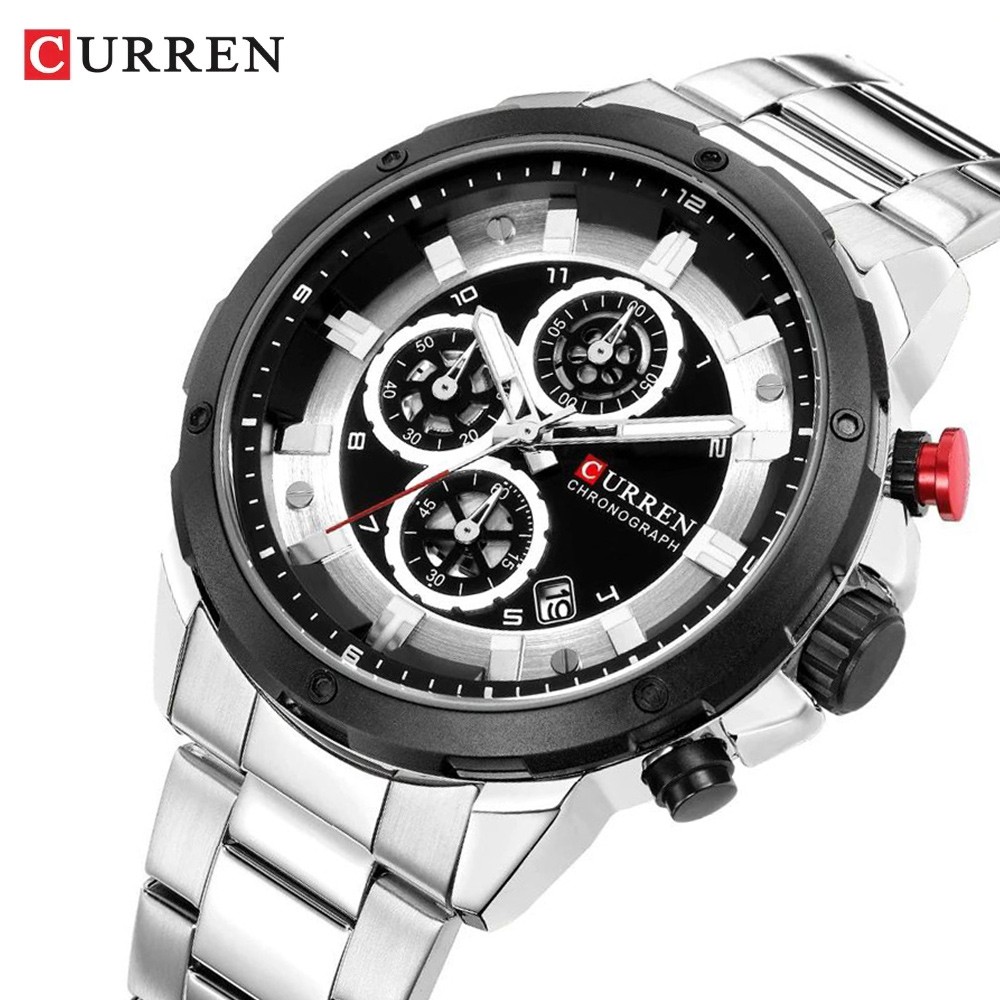 CURREN 8323 Jam Tangan Pria Analog Stainless Steel Chronograph Aktif WATCHKITE WKOS