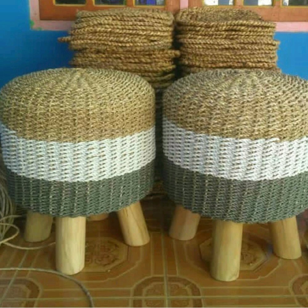 Stool, caffe, resto, teras, kursi jamur , stool anyaman , stool seagrass free ongkir .pulau Jawa