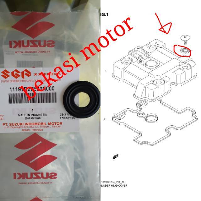 11191-27E 1pcs washer seal karet sil baut cover head suzuki fu skywave spin skydrive hayate nex lets