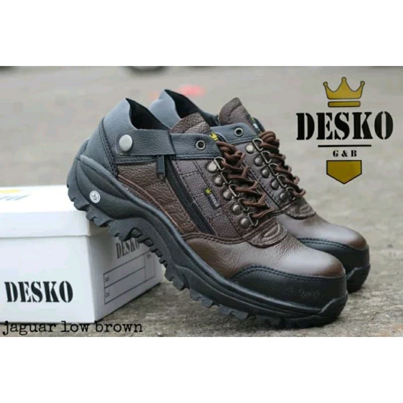 BEST PRODUCT - Sepatu Pria Kulit Low Boots Safety Original Outdoor Tracking Kerja Gunung Cowok Motor Hitam Coklat tan Black Brown