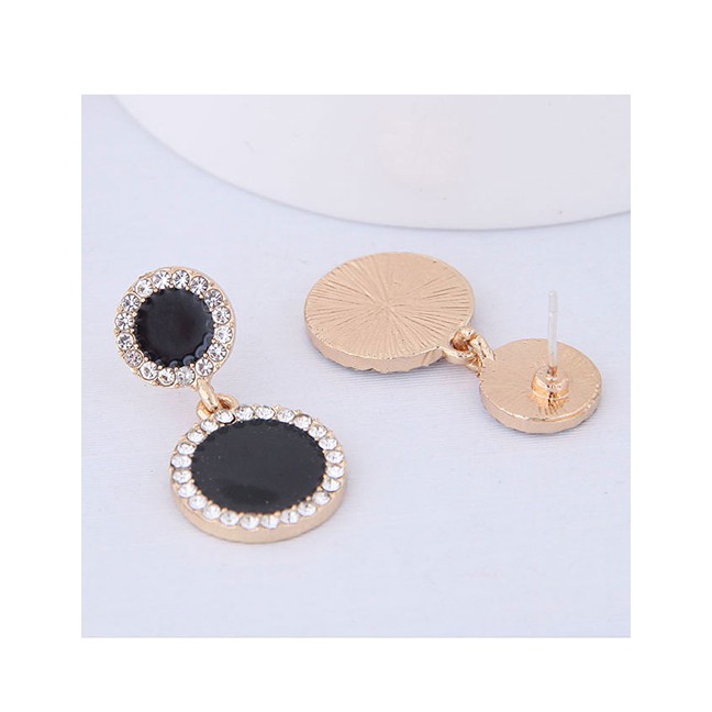 LRC Anting Tusuk Fashion Gold Round Diamond Stud Earrings A58004